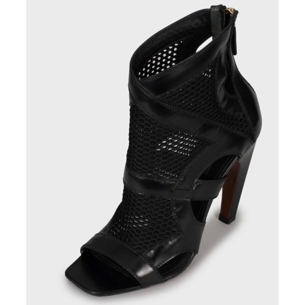 Louis Vuitton Black Mesh & Leather Open Toe Ankle Boots Sz 38.5 - Picture 3 of 5